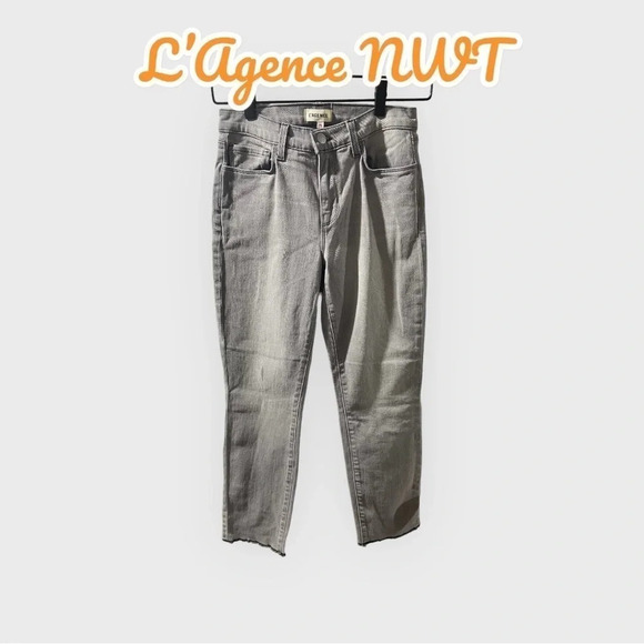 L’Agence NWT Jeans, S- 25,Straight fit Cropped, Grey,Inseam Appropriately 25.5’ - Picture 1 of 5